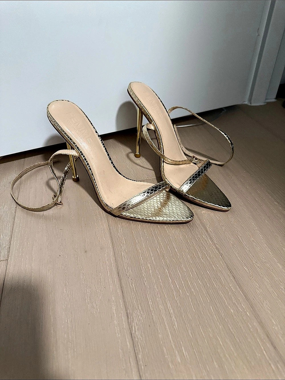Femme La Metallic Strappy Heels